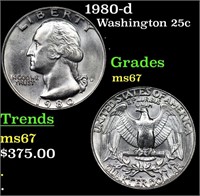 1980-d Washington Quarter 25c Grades GEM++ Unc