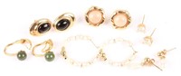 SIX PAIRS OF ASSORTED 10K GOLD GEMSTONE EARRINGS