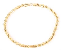 14K YELLOW GOLD TWISTED CHAIN BRACELET