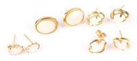 FOUR PAIRS OF 10K GOLD OPAL STUD EARRINGS