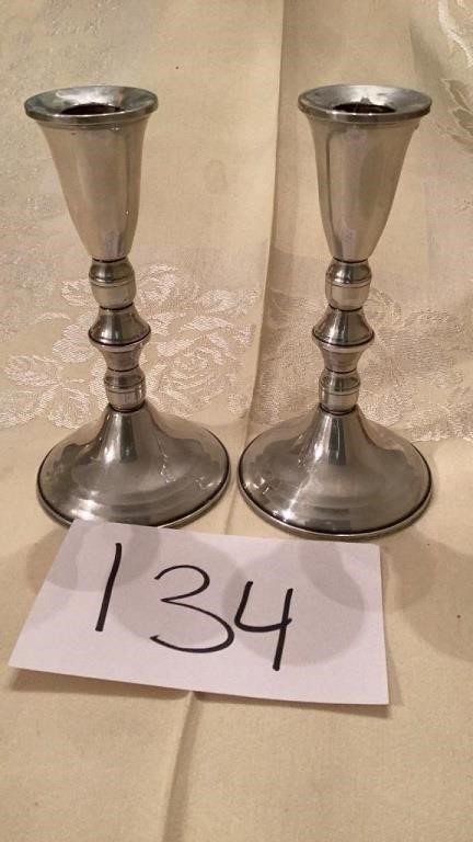Pair Sterling Candlesticks 6.5 in tall