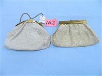 (2) Vintage Whiting and Davis White Mesh Clutch