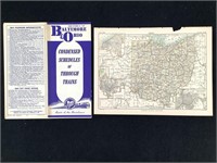 1957 B&O Railroad Condensed Schedules + OH Map Pg