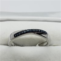 $400 Sterling 13 Blue Diamonds Ring HK27-6