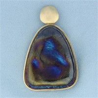 Dichroic Stained Glass Statement Pendant in 14k Ye