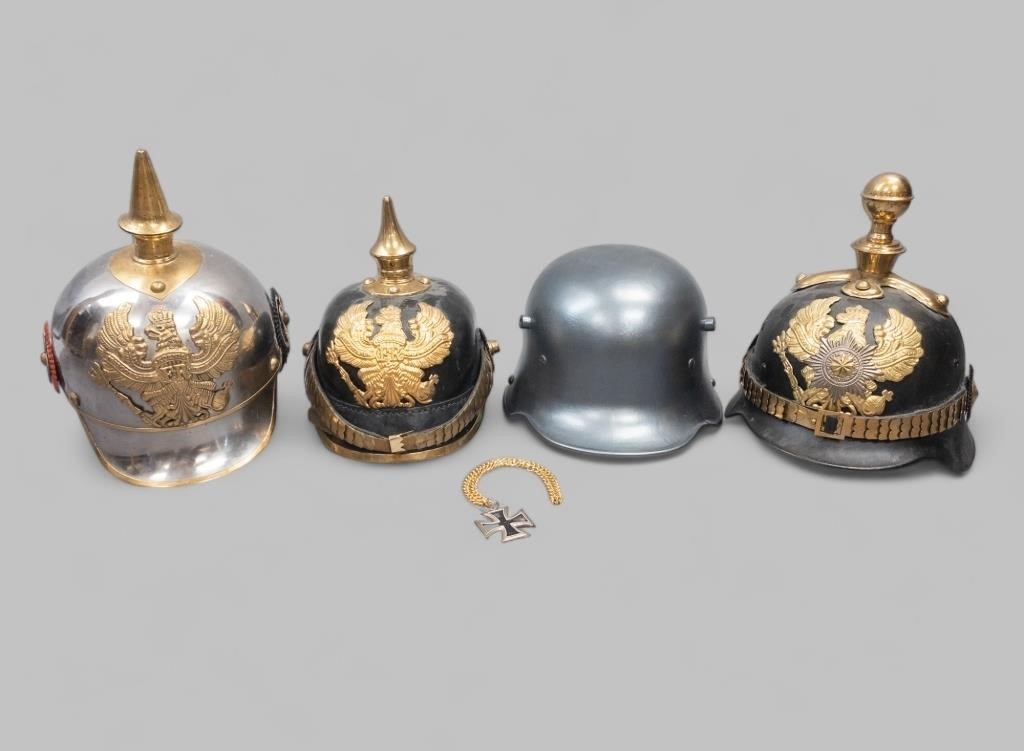 (4) REPLICA GERMAN MILITARY HELMETS