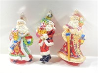 3 Christopher Radko Blown Christmas Ornaments