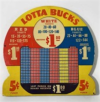 Vintage Lotta Bucks Unused Punch Board