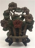 Vintage Cast Iron Flower Pot Door Stop