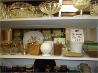 Contents of Shelf Ceramics & Gold Rim Glass