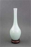 Chinese Light Green Glazed Porcelain Vase w/ Stand