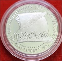 1987 S US Constitution Coin 90% Silver Dollar