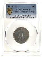 1918/7-S SLQ PCGS VF Detail, Key Variety in Set