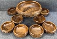 Set Of Wooden Engraved Bowls