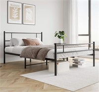 QUEEN SIZE METAL BED FRAME WHITE (NO BOX SPRING)