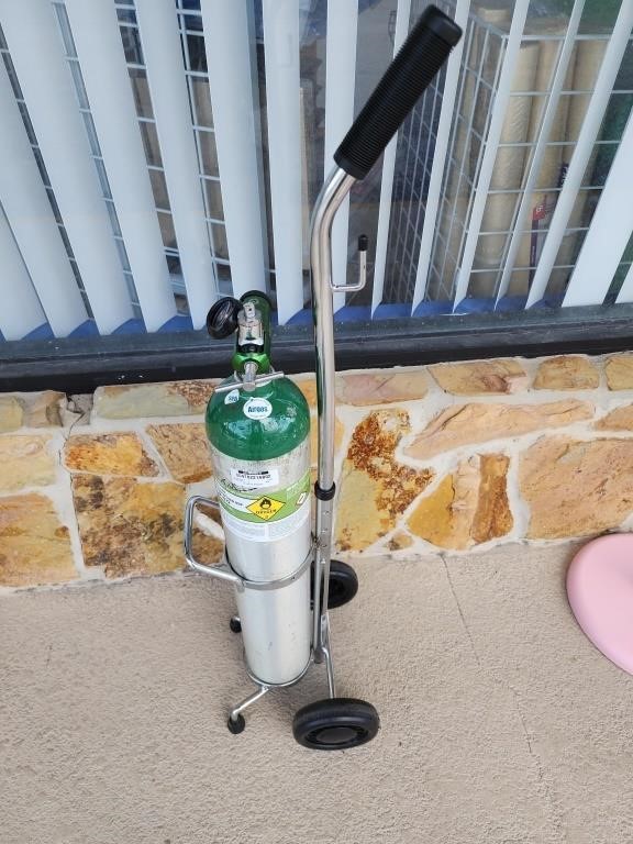 Oxygen Tank with Rolling Carrier