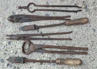 Vintage Lot of Blacksmith Forged Tools