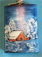 Stainless 8oz Flask w/Painted Scene