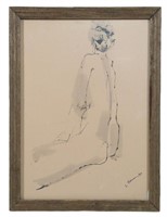 1959 SIGNED INK DRAWING OF FEMALE