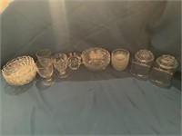 Glass jars, small cups, and bowls