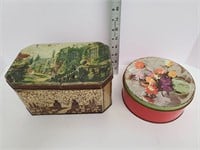 Two Antique Tins- One With Old Buttons