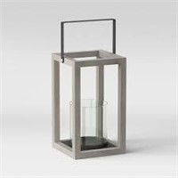 Wood and Glass Outdoor Lantern Gray