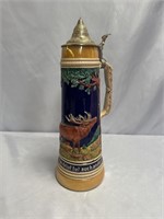 HUGE VINTAGE GERZ GERMAN BEER STEIN WITH LID