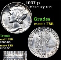 1937-p Mercury Dime 10c Grades GEM++ FSB