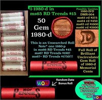 THIS AUCTION ONLY! BU Shotgun Lincoln 1c roll, 198