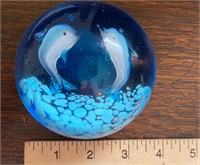 Art Glass Dolphin Paperweight