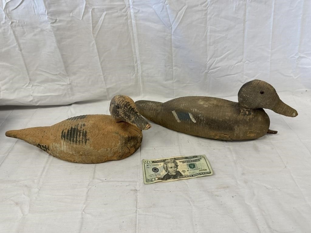 2 Collectible Wood Carved Duck Decoys