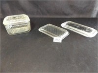 Clear Glass Refrigerator Bowl, Extra Lids (3)