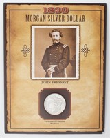 Coin 1890-P Morgan Silver $ In John Freemont Card