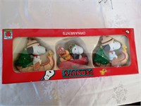 Vintage Kurt S Adler Snoopy ornaments in the box