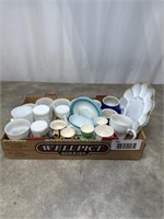 Cups, saucers, mugs ice cream dishes and assorted
