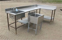 Stainless Steel Table & Sink , Approx 96"x53"x36"