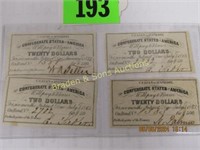 GROUP OF 4 CONFEDERATE STATE OF AMERICA WAR BONDS