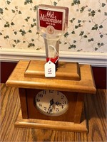 DR-Wood-Cased Clock w/Old Milwaukee Tap Handle