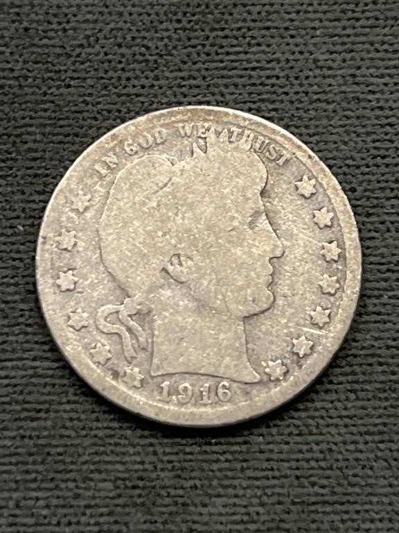 1916 D Barber Silver Quarter