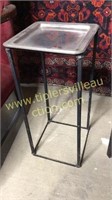 metal stand with silver plate tray top