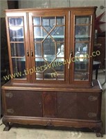 English chippendale China cabinet 55x65in ball in