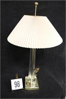 30" Tall Lamp with Shade, Glass & Brass