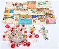 CHRISTMAS GLASS BLOWN  DECORATIONS & POST CARDS