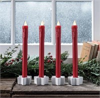 Set of 8 Red Flameless LED 9" Taper Candles