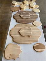 Table lot of wooden deer/turkey mounts