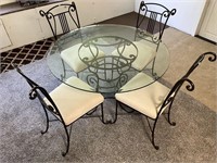 Solid Wrought Iron Glass Top Patio Set/Beveled