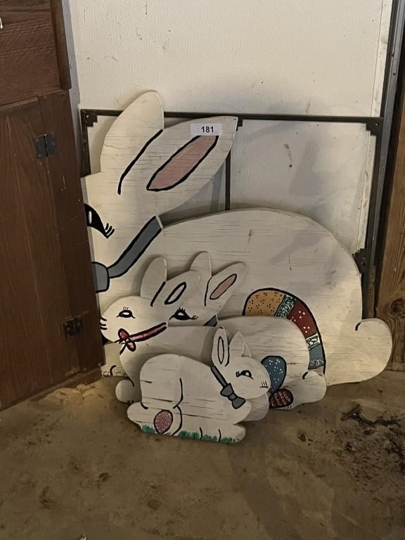 (4) Plywood Bunny Rabbit Cut Out Outdoor Decor