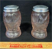 GREAT PINK PATTERNED DEPRESSION GLASS SHAKERS