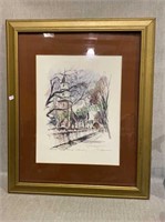 Vintage John Haymson framed and matted print of