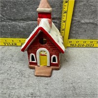 Vtg Christmas Church House Candle Holder